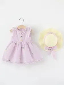 StyleCast x Revolte Girls Floral Printed Gathered or Pleated Cotton A-Line Dress