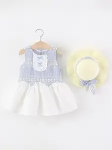 StyleCast x Revolte Girls Checked Round Neck Gathered or Pleated A-Line Dress