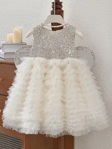 StyleCast x Revolte Girls Embellished Round Neck Ruffles A-Line Dress