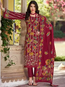 Stylee LIFESTYLE Printed Pure Silk Unstitched Kurta Fabric Bottom Fabric and Dupatta