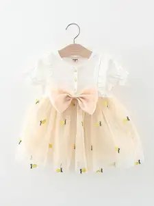 StyleCast x Revolte Girls Colourblocked Round Neck Gathered or Pleated A-Line Dress