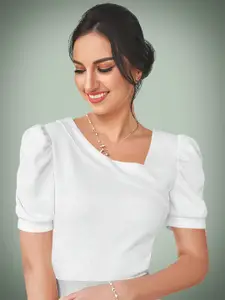 Dream Beauty Fashion Women V-Neck Puff Sleeve Regular Top