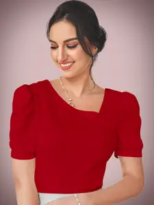 Dream Beauty Fashion Solid V-Neck Puff Sleeve Top