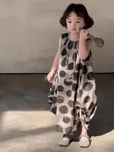 StyleCast x Revolte Girls Polka Dots Printed Round Neck Ruffles A-Line Dress