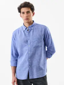 Snitch Button-Down Collar Slim Fit Roll-Up Sleeves Casual Shirt
