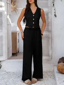 MIAKEE V-Neck Top With Palazzo Co-Ords