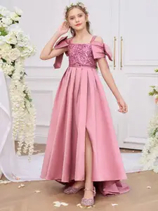 StyleCast x Revolte Girls Solid Choker Neck Ruffles A-Line Dress