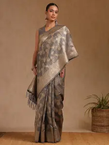 Soch Ethnic Motifs Zari Silk Blend Tussar Saree