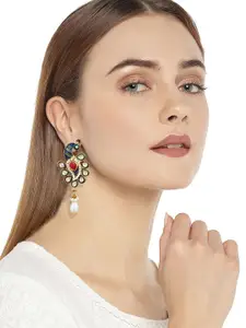 Zaveri Pearls Meenakari Peacock Contemporary Drop Earrings