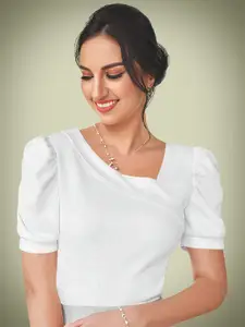 Dream Beauty Fashion Women Solid V Neck Puff Sleeve Top