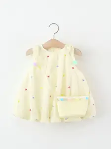 StyleCast x Revolte Girls Solid Round Neck Gathered or Pleated A-Line Dress