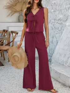 MIAKEE V-Neck Top & Trousers Co-OrdsSet