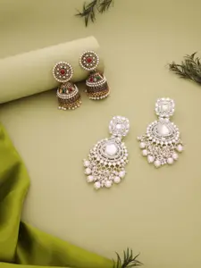 Anouk Set Of 2 Gold-Plated Kundan Studded Earrings