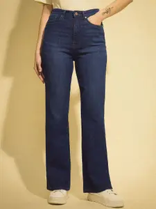 Flying Machine Women Wide Leg High-Rise Light Fade Stretchable Jeans