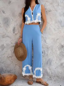 MIAKEE V-Neck Top With Palazzo Co-Ords