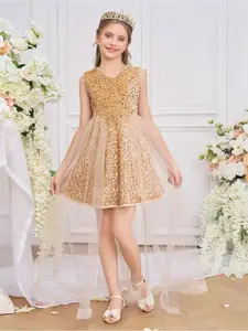 StyleCast x Revolte Girls Embellished V-Neck Ruffles A-Line Dress