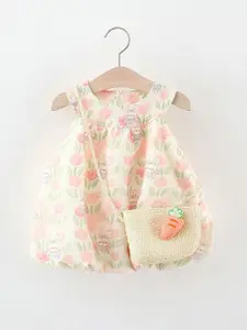 StyleCast x Revolte Girls Floral Printed Round Neck Gathered or Pleated A-Line Dress