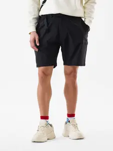 Snitch Men Black Mid-Rise Regular Fit Shorts