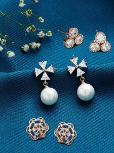 Zaveri Pearls Combo of 3 Contemporary Studs Earrings