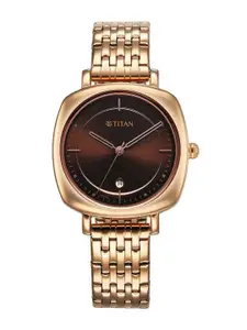 Titan Women Embellished Dial & Stainless Steel Bracelet Style Analogue Watch 2730WM01