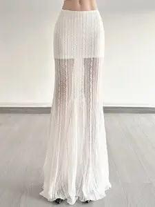 StyleCast Self-Designed A-Line Flared Semi-Sheered Maxi Skirt