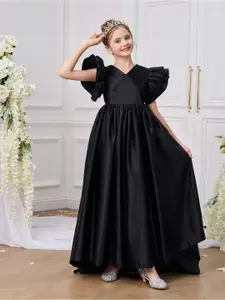 StyleCast x Revolte Girls Solid V-Neck Ruffles A-Line Dress