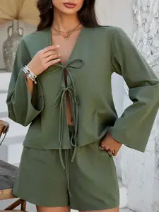 MIAKEE V-Neck Top With Shorts Co-Ords