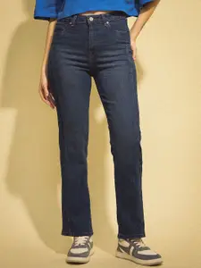 Flying Machine Women Straight Fit High-Rise Light Fade Stretchable Jeans