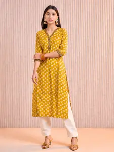 Vismay Bandhani Printed Thread Work V-Neck Straight Kurta