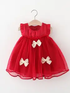 StyleCast x Revolte Girls Solid Round Neck Gathered or Pleated A-Line Dress