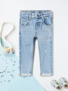 max Boys Regular Fit Mid-Rise Low Distress Heavy Fade Jeans