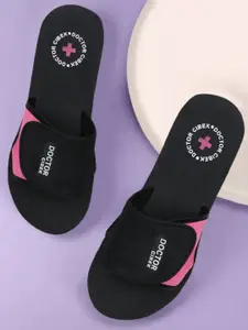 CIBEK Women Colourblocked Slip-On Flip Flops