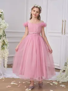 StyleCast x Revolte Girls Solid Choker Neck Ruffles A-Line Dress