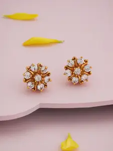 Kushal's Fashion Jewellery Gold-Plated Classic Artificial Stones Antique Studs Earrings