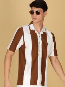 V-Mart Vertical Striped Short Sleeves Cotton Shirt