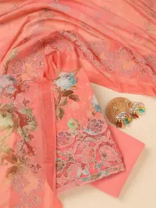 Koskii Women Floral Print Unstitched Dress Material