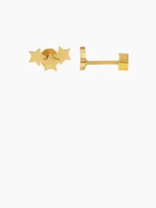 SWASHAA Girls 18KT Gold-Plated Stainless Steel Three Star Studs