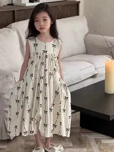 StyleCast x Revolte Girls Floral Printed Round Neck Ruffles A-Line Dress