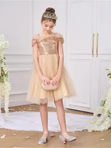 StyleCast x Revolte Girls Solid Choker Neck Ruffles A-Line Dress