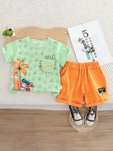 StyleCast x Revolte Boys Printed Pure Cotton T-shirt with Shorts