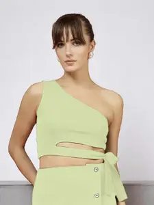 The Roadster Lifestyle Co. One Shoulder Belt Detail Crop Top