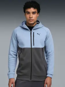 Puma TECH Color-Blocked Cotton Full-Zip Hoodie