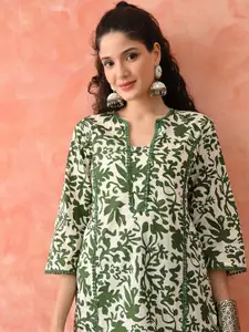 Sangria Women Floral Printed Pure Cotton A Line Kurta