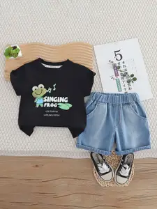 StyleCast x Revolte Boys Printed Pure Cotton T-shirt with Shorts