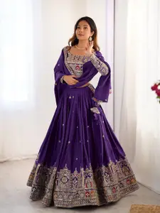 LeeliPeeri Designer Women Embroidered Sequinned Lehenga & Unstitched Blouse With Dupatta