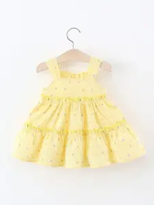 StyleCast x Revolte Girls Polka Dots Printed Gathered or Pleated Cotton A-Line Dress