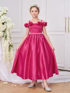 StyleCast x Revolte Girls Solid Square Neck Ruffles A-Line Dress