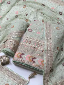 Meena Bazaar Embellished Georgette Unstitched Dress Material