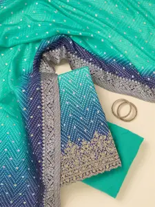 Koskii Women Bandhani Printed Zari work Unstitched Dress Material