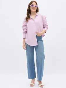 all about you Spread Collar Pure Cotton Oversized Casual Shirt